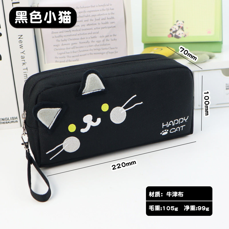 Pencil bag custom primary school students niche pencil case large capacity high value cat stationery bag junior high school girls pencil bag
