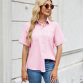 European and american cross-border women's fashion  spring/summer new arrivals:  &  single-breasted faux denim short-sleeve oversized shirt