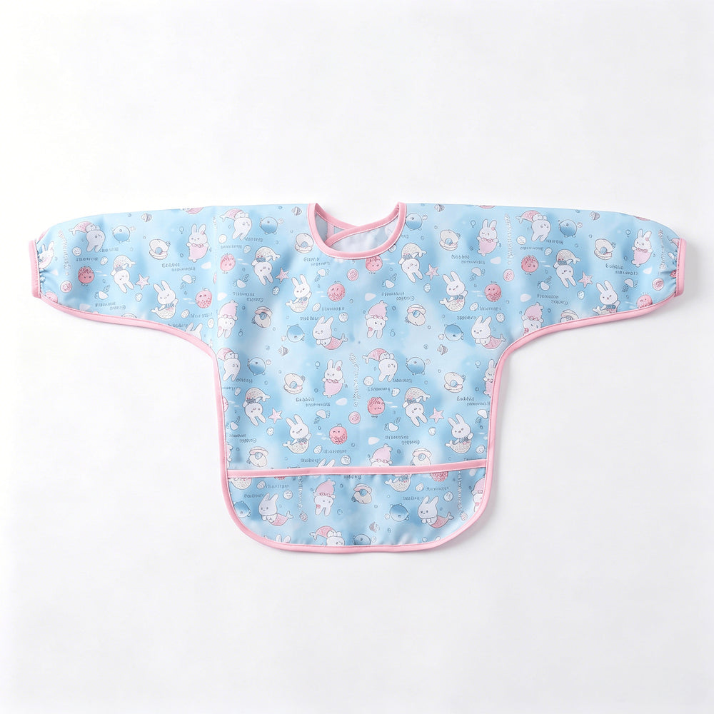 Kidslong sleeveswaterproof smock eating bib infant anti-dirty clothing food supplement apron children's painting waterproof rice pocket