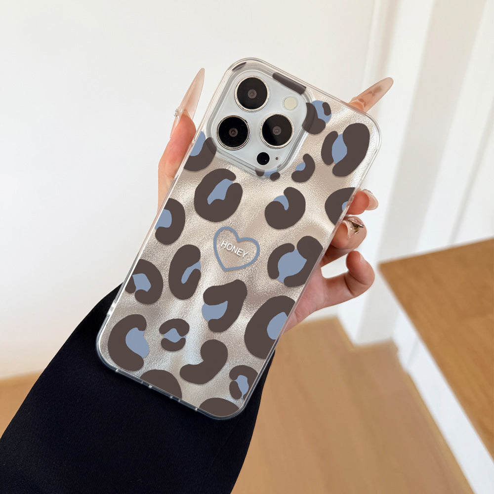 Suitable for apple 17promax mobile phone case, streamer blue line heart-shaped tin foil case, iphone16/13 frosted hard case