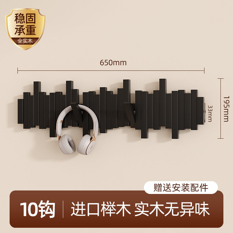 Solid wood piano key hanging hanger, entrance wall hanging, no punching, strong and durable storage, hanging bag, coat rack
