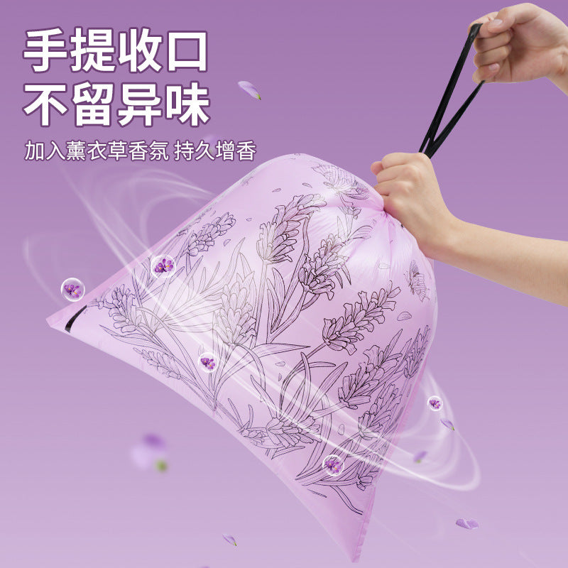 Lavender scented, tear-resistant drawstring trash bags - thickened, hands-free, automatic closure, perfect for home and dorm use