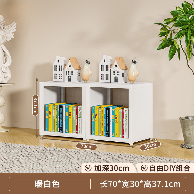 Steel grid cabinet - freestanding modular bookshelf for home living room, kids' storage, picture book organizer, and low cabinet