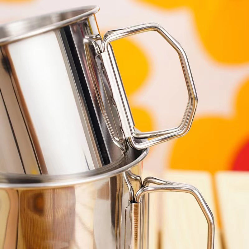 304 stainless steel outdoor folding cup - portable cup with handle, camping mug with hanging loop, outdoor camping cup