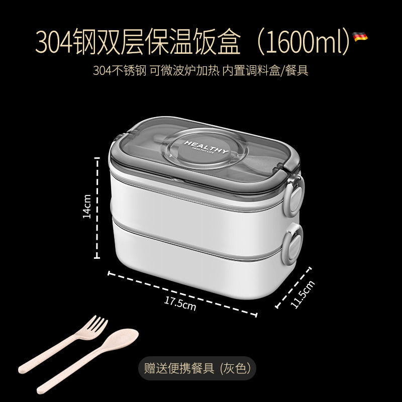 304 stainless steel multi-layer fresh-keeping bento box, portable lunch box for office workers, can be heated in microwave oven and insulated lunch box