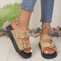 Export new arrivalplus size denim belt buckle slip-on sandals women's summer outwearslipper wholesale