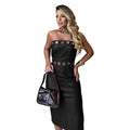 C7475 cross-border   fashion women's sexy bandeau bodycon sleeveless slit dress
