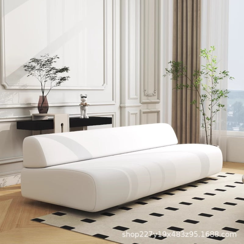 Nordic light luxury minimalist designer cat paw leather sofa, straight-row style, trendy fabric, small apartment multi-person sofa