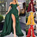 direct sales cross-border trade banquet high-slit sexy host one-shoulder slimming party evening dress