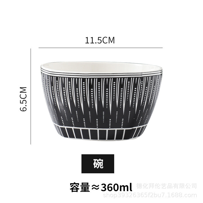 European style minimalist rice bowl, unique household bowl, ceramic creative trendy bowl, moroccan style 4.5inch dessert bowl