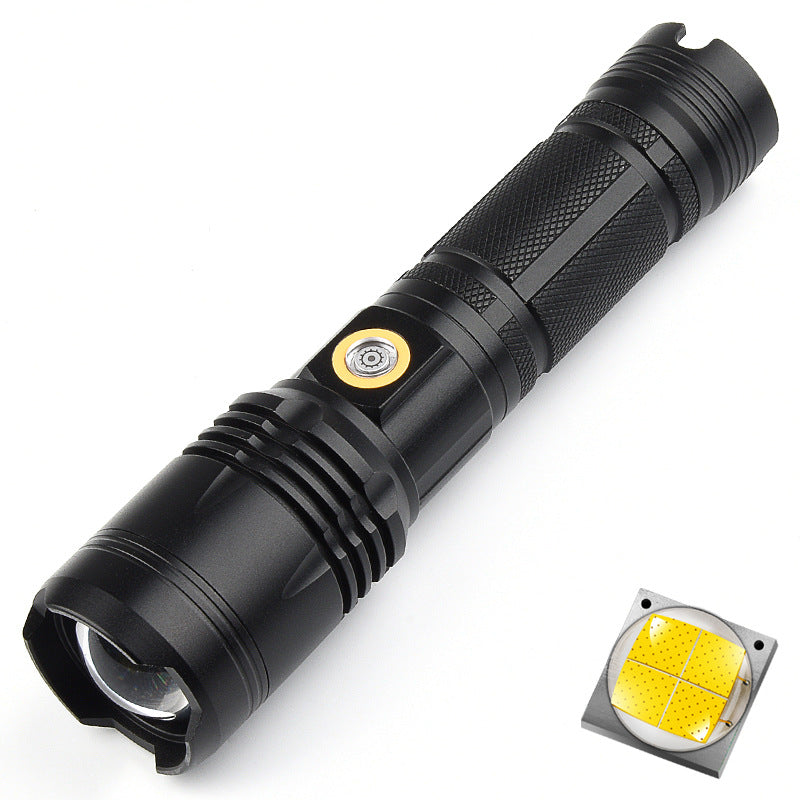 Cross-border P70 zoom strong light flashlight Type-C rechargeable electric display long-range outdoor lighting LED flashlight wholesale