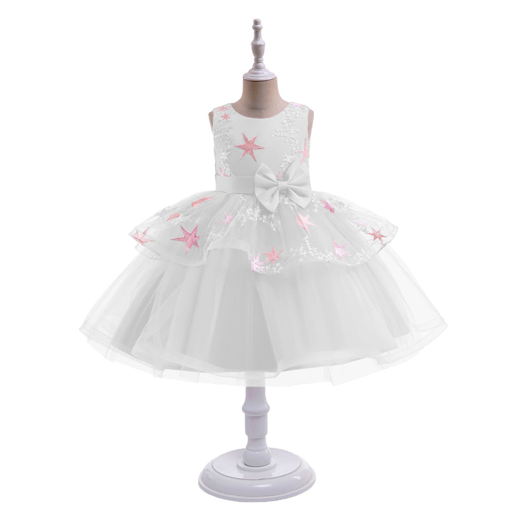 kids dress star sequin princess dress baby girl mesh piano catwalk dress baby dress
