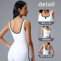 Color block u-back sports bra top - women's sleeveless workout tank with padded cups - perfect for yoga and fitness (model d25152)