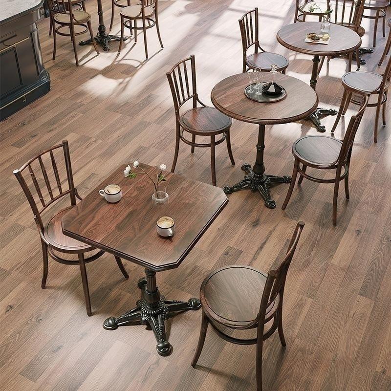 Vintage cafe table and chair set, french dessert bakery chairs, milk tea shop american rattan chairs, commercial table