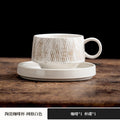 Vintage chic ceramic mug and saucer set - high-style afternoon tea, milk, and coffee cups - rustic pottery, japanese-style hand-painted ceramic mugs and water cups