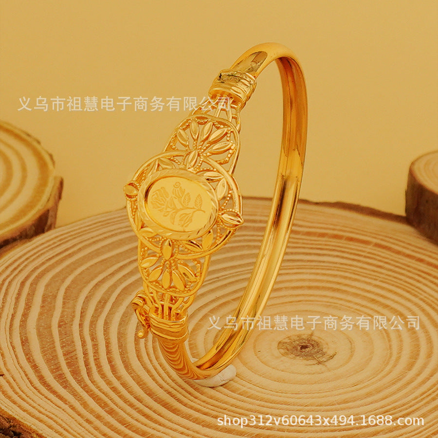 Trendy bohemian floral bangle bracelet, paired with a blooming high-end luxury bracelet as a bridal gift