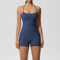 Ready-to-ship, solid color, double-sided brushed, racerback, longline tank top for women. perfect for running, fitness, yoga, and other workouts