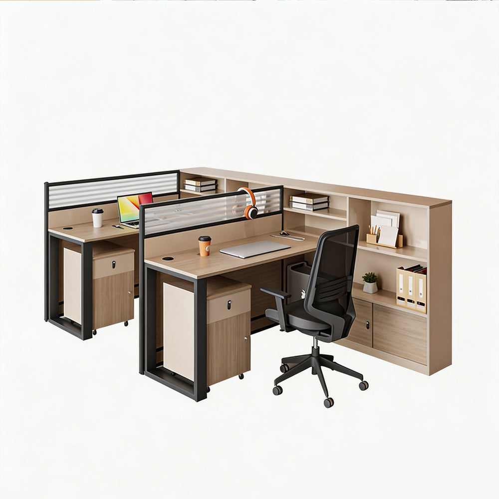 Saint li office desk - minimalist modern 2/4/6/8 seater partitioned workstation office desk and chair set