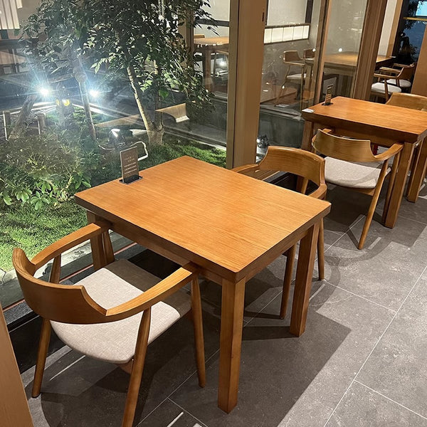 Solid wood cafe table and chair theme restaurant hotel Japanese material baking shop tea restaurant Western restaurant table and chair combination commercial