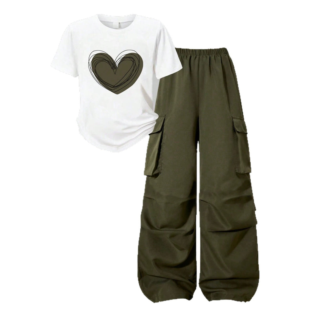 Summerk-styleeasiest for matchheart shirredtops high waistdrapedworkwearstraight-leg pantsgirlsuit