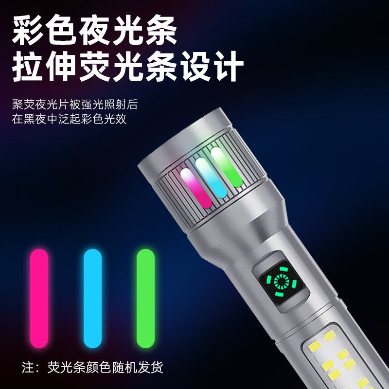 Cross-border new charging long battery life zoom outdoor super bright long-distance telescopic portable flashlight strong light laser cannon