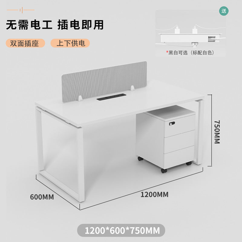 Office desk and chair set - modern minimalist design for 4-seat workstations, partitioned cubicles, and 2/4/6 person office furniture