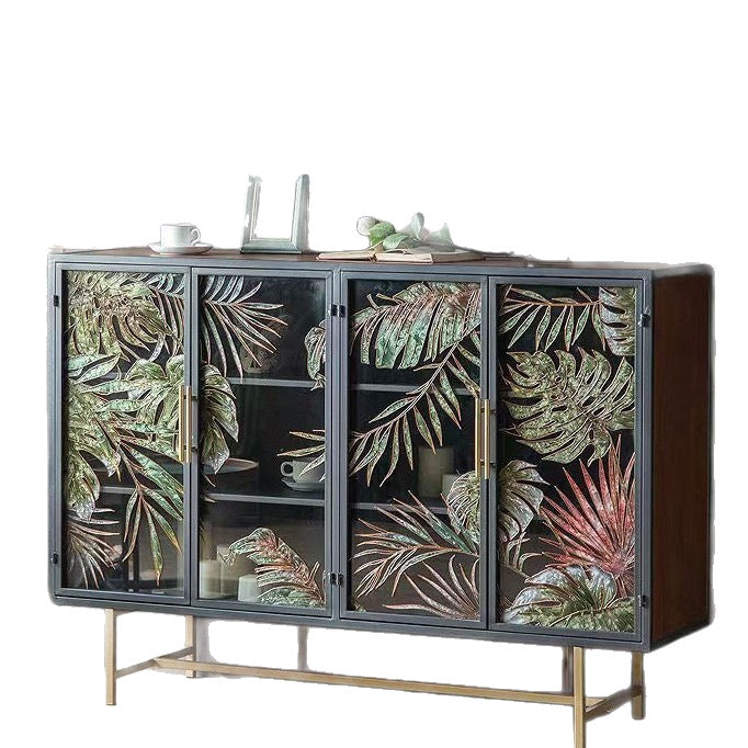 American enamel painted glass door storage cabinet shoe cabinet for home restaurantaccessible luxury entrance cabinet iron storage sideboard