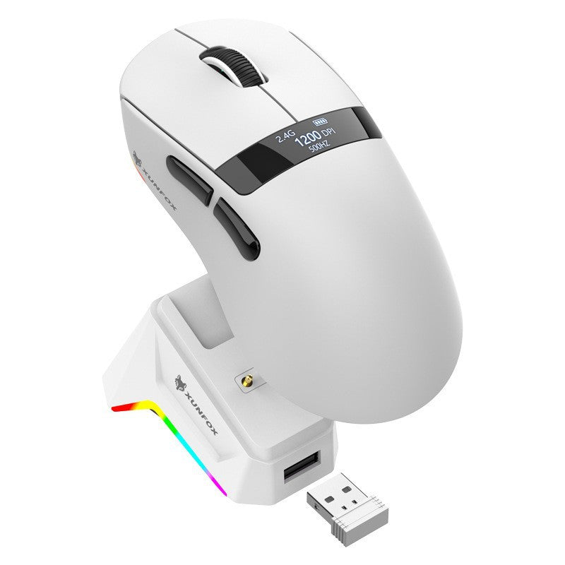 Xuan yin hu h9pro tri-mode wireless bluetooth gaming mouse - rechargeable, lightweight, with dock charging and usb connectivity