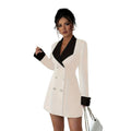 Women's autumn french chic double-breasted mini dress - perfect for parties & gatherings