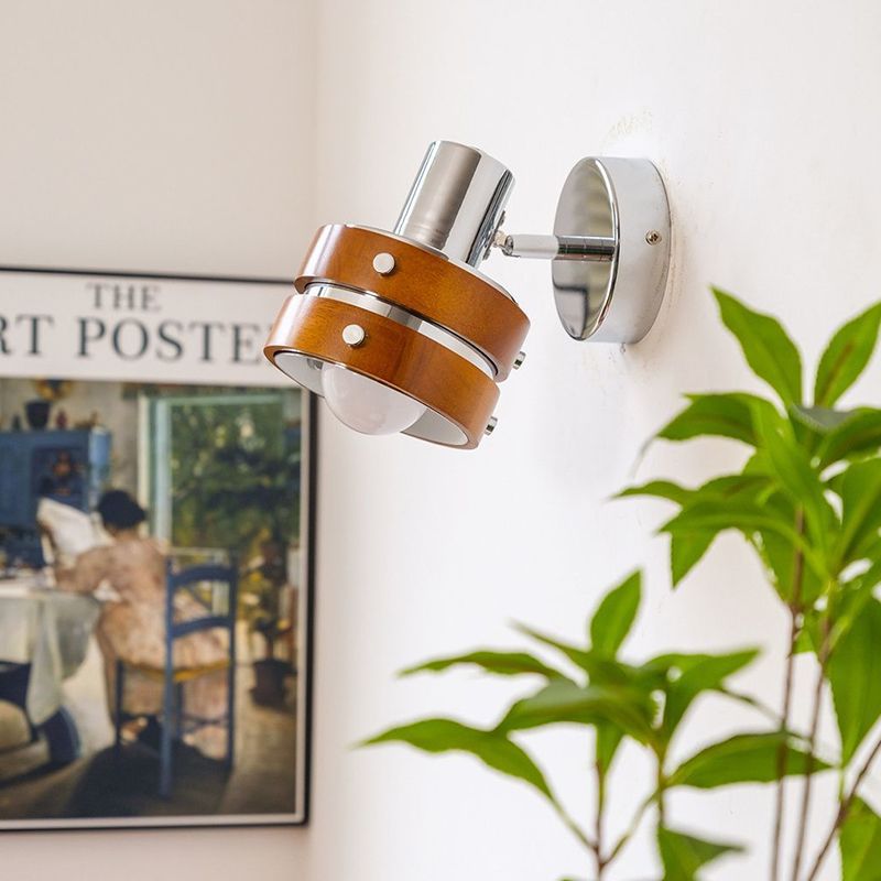 French medieval style solid wood wall lamp can be rotated bedroom bedside cafe bauhaus retro art decoration wall lamp