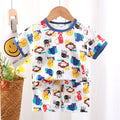 New summer children's loungewear set: lightweight casual cotton pajamas for boys and girls - perfect for air conditioning. two-piece set