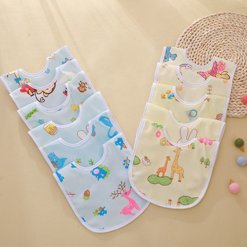 Baby products 0-3 years old crystal velvet u-shaped waterproof snap button saliva towel baby eating bib bib toddler rice bag