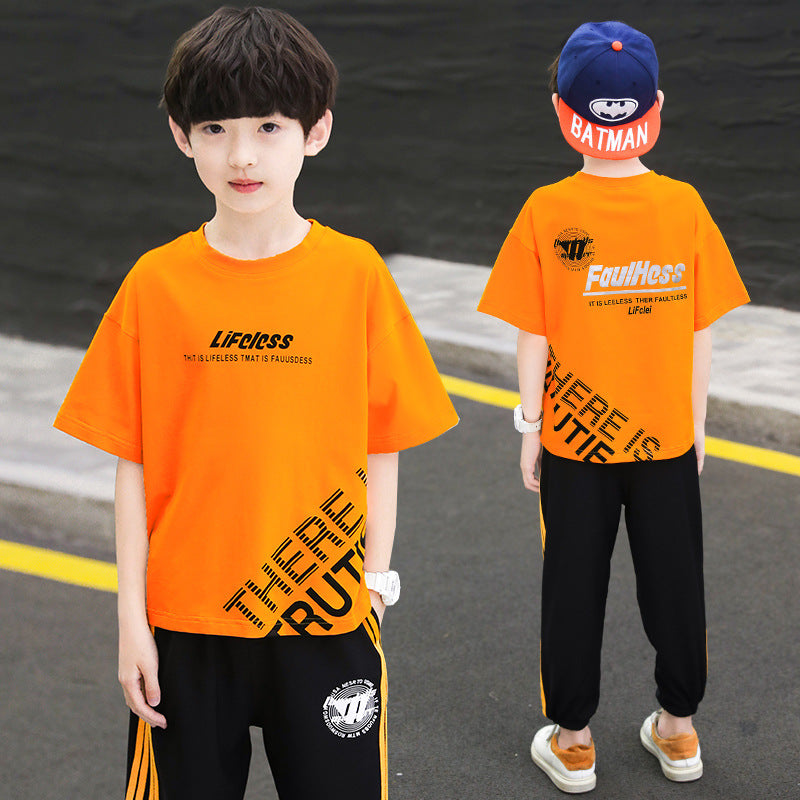 Boys' summer outfit set:  new arrival - stylish korean design for older boys, trendy short-sleeve set for boys
