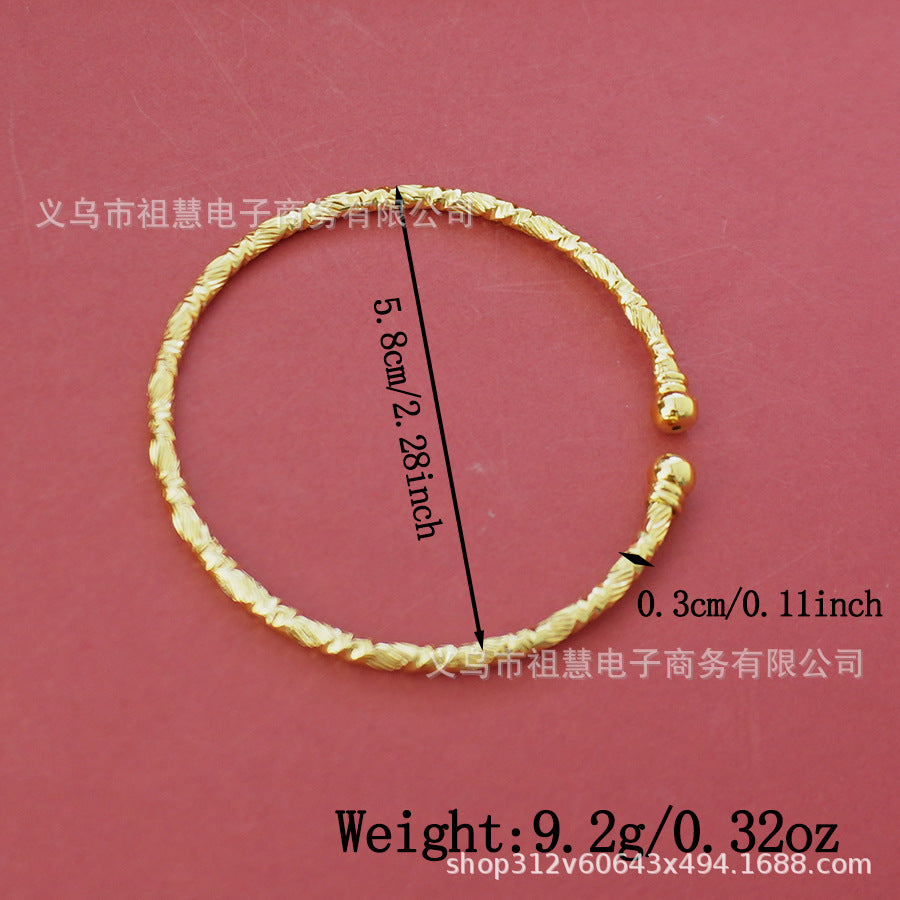 middle eastern women's minimalist gold-plated bangle retro fashion open bangle set, perfect for women's wedding accessories