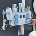 Nordic style multifunctional toothbrush holder set - no drilling required, includes rinse cup, automatic toothpaste dispenser, and toothbrush organizer