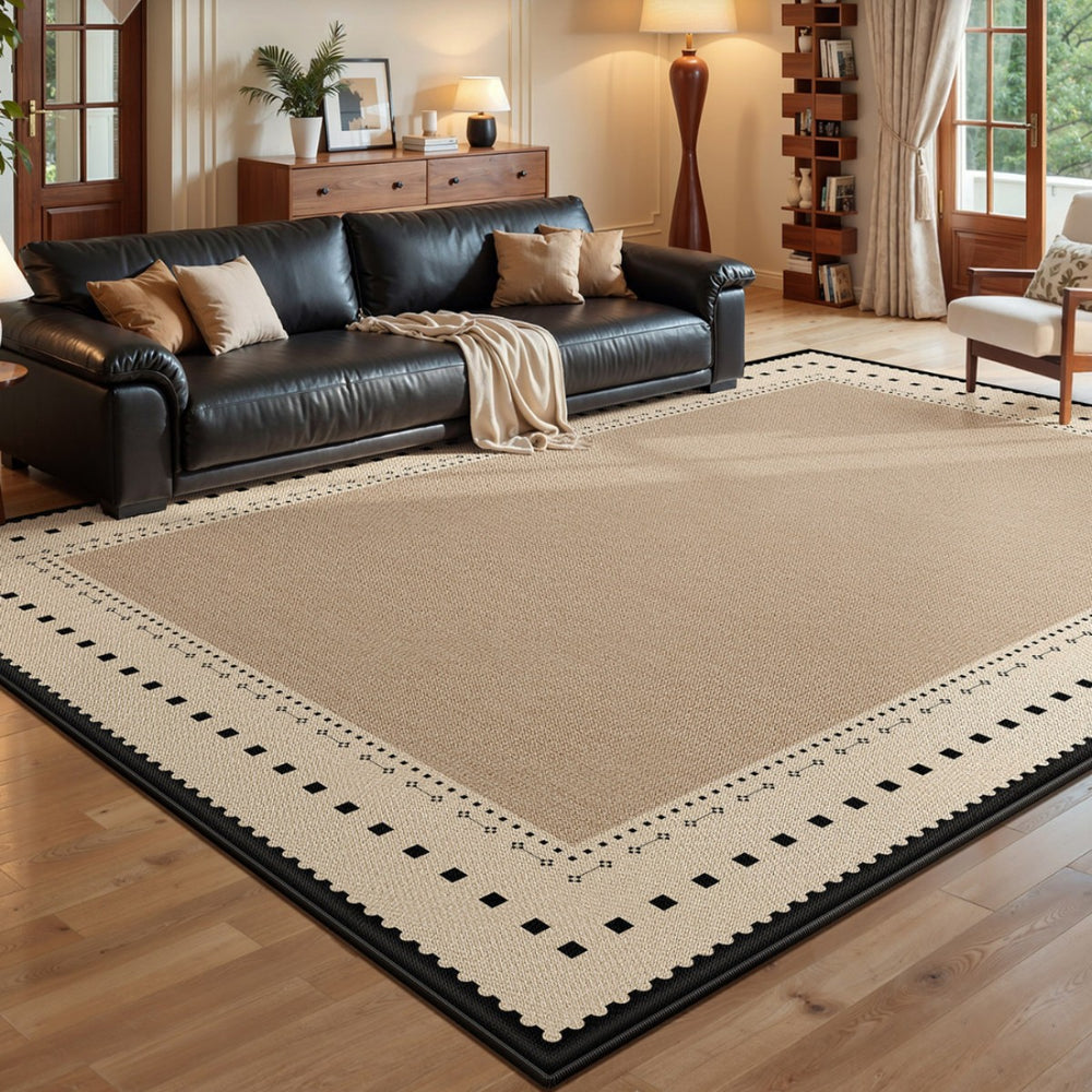 Cooling mat rug for living room, vintage style, summer ice silk, wash-free, wipeable, sofa coffee table, high-end light luxury floor mat, stain-resistant
