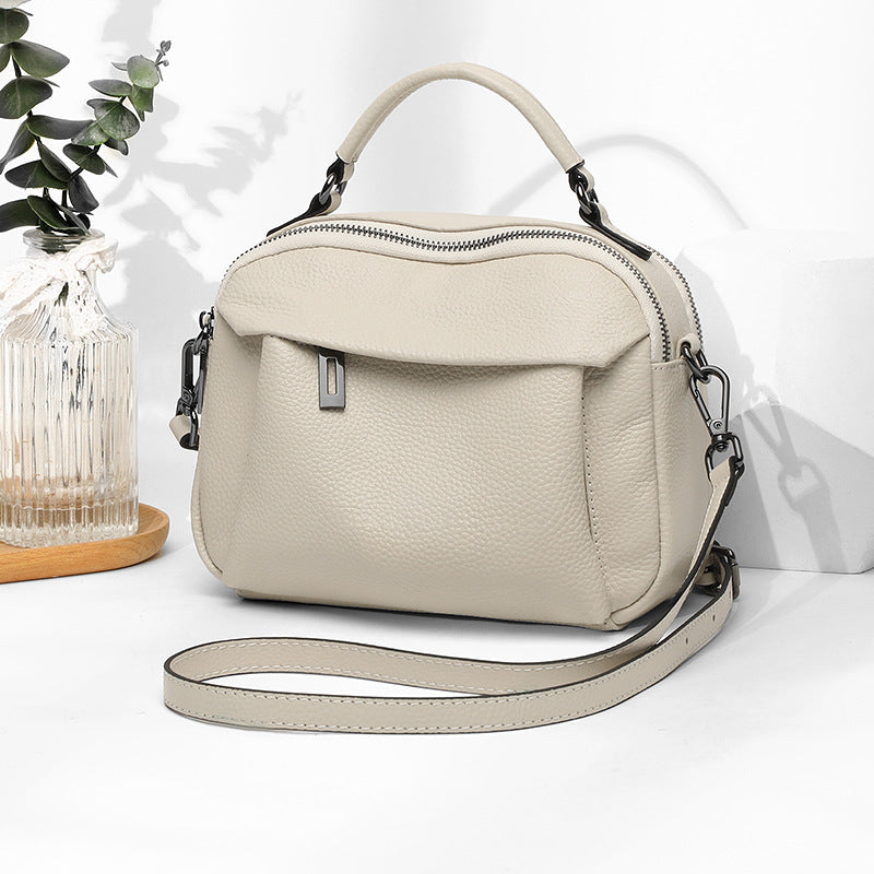 Genuine leather portable shoulder bag 2025 new fashionable small and large-capacity messenger bag high-end casual cowhide women's bag