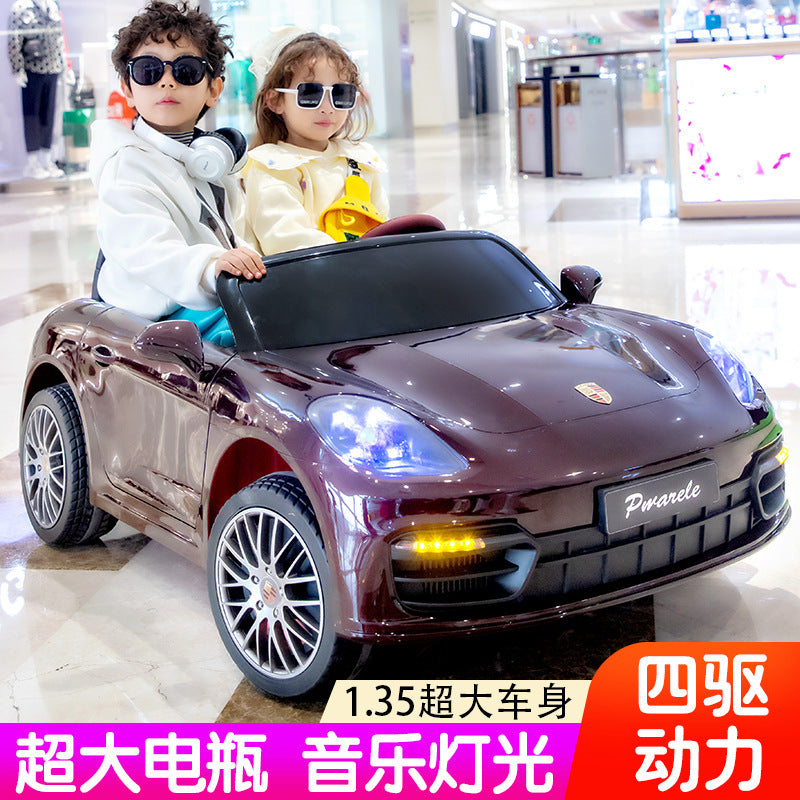 Paramela double children's electric car four wheels oversized can sit adults children baby remote control toy stroller