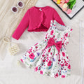 foreign trade exclusive solid color shrug and sleeveless dress butterfly embellished printed dress set