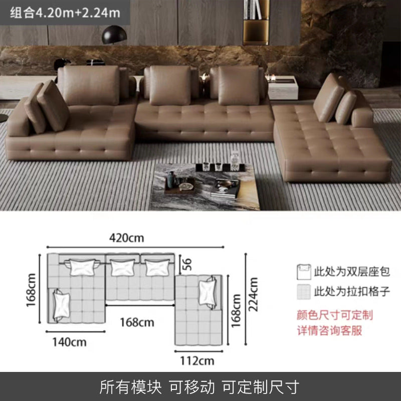 Lawrence genuine leather sofa italian normcore large and small apartment house villa customer corner sofa modern straight row leather sofa