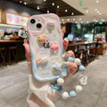 Suitable for apple 16pro gradient color bunny doll mobile phone case iphonex bracelet protective cover 13 good looks