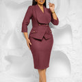 D604  cross-border foreign trade women's clothing new arrivalfashionelegant large lapel three-quarter sleeves african dress
