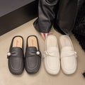 2025 summer new pearl-embellished mule slippers for women, round toe slip-ons, wholesale casual shoes