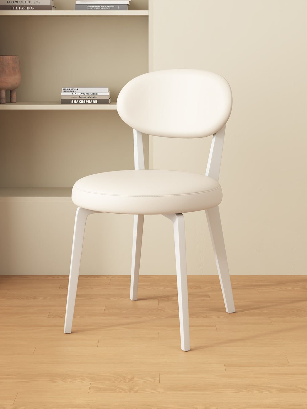 Italian cream style dining chair - premium light luxury designer chair for home - modern minimalist upholstered backrest dining table stool