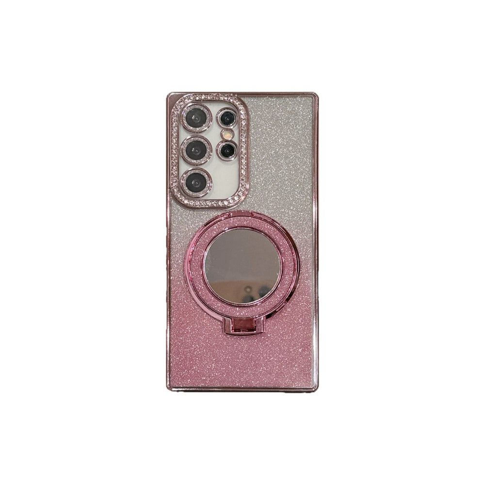 Suitable for samsung s26ultra electroplated rhinestone mobile phone case s24 mirror holder s23 glitter s25 all-inclusive anti-fall