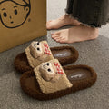 Cartoon cute lambswool slippers women's new autumn/winter korean style comfortable home anti-slip cotton slippers women's outdoor wear