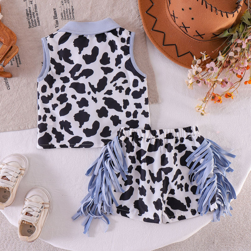 Kids clothing  cross-border new arrivalfashion spring & fallgirl sleeveless shirt + shortstwo-piece set