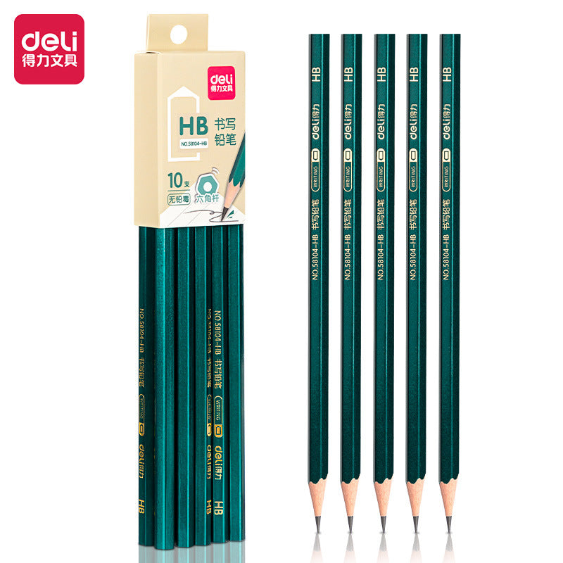 Deli hole pencil 2B pencil box with writing pen HB children's correction student pencil set stationery wholesale