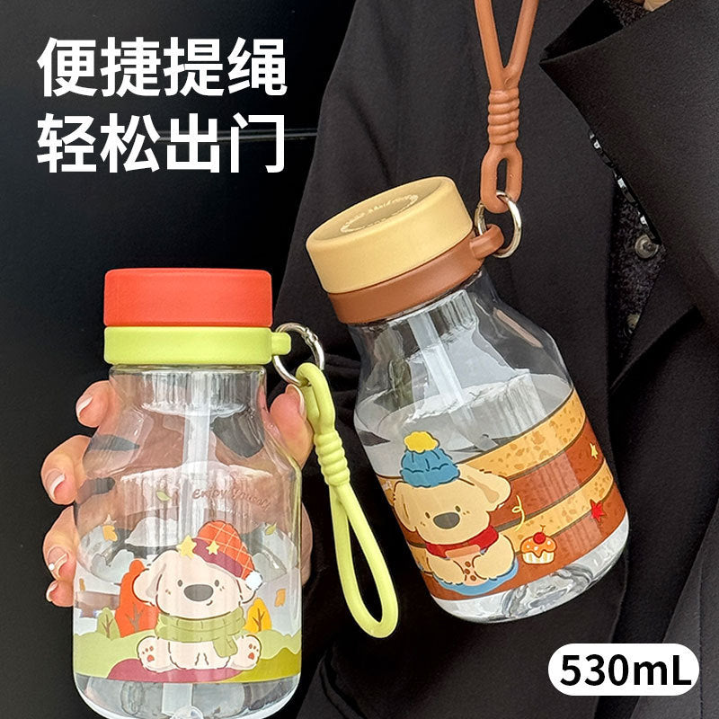 Summer travel plastic water bottle - stylish straw cup, cartoon design, large capacity, outdoor plastic cup - wholesale & customization available