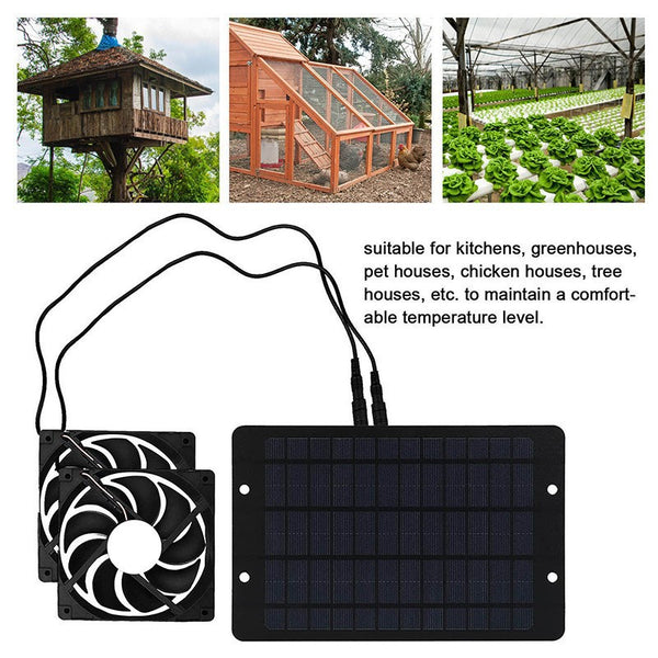 Cross-border hot-selling solar panel dual fan 10W12V chicken coop pet solar dual fan exhaust fan with protection